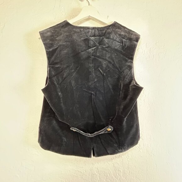 Horst Basler Women’s Black Velvet Vest 38 Embellished Gold Button Formal Lined - Picture 2 of 9